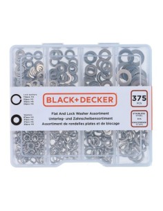 Surtido Arandelas Planas Seguridad Negro Plata 120Unidades BLACK+DECKER