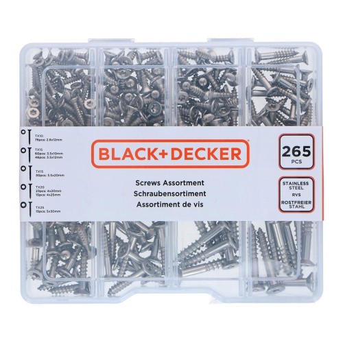 Set Tornillos Torx Acero 265Piezas BLACK+DECKER