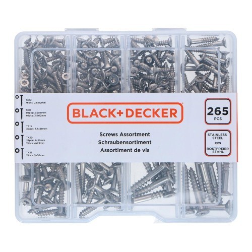 Set Tornillos Torx Acero 265Piezas BLACK+DECKER Set Tornillos Torx Acero 265Piezas BLACK+DECKER