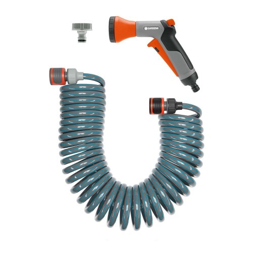 Kit Manguera Espiral Flexible 10m Con Pistola Multichorro Gardena