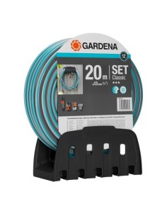 Kit Manguera Jardín PVC 20m 13mm Accesorios Soporte Mural GARDENA