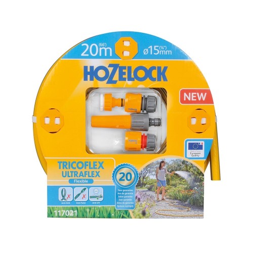 Kit Manguera Tricoflex PVC 15mm 20m Flexible Antidoblez HozeLOCK