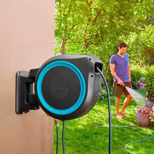 Portamangueras Automático 25m Azul Turquesa Accesorios GARDENA