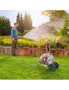 Carro Portamanguera Metal 25m Ø15mm Soporte Ajustable Gardena 2