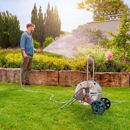 Carro Portamanguera Metal 25m Ø15mm Soporte Ajustable Gardena Carro Portamanguera Metal 25m Ø15mm Soporte Ajustable Gardena