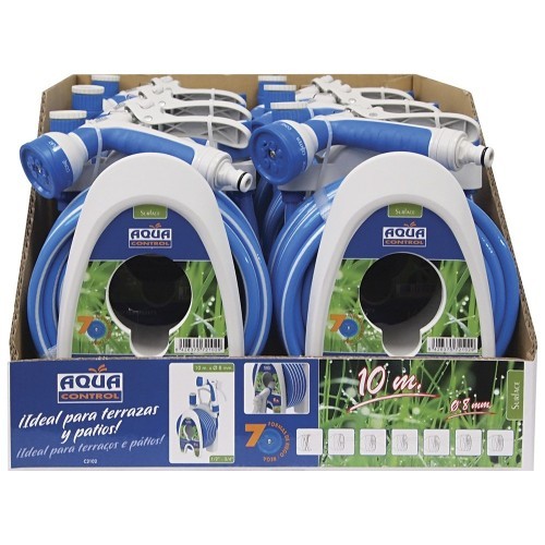 Carro Porta Manguera PVC 10m Ø8mm Pistola 7 Riegos Aqua Control Carro Porta Manguera PVC 10m Ø8mm Pistola 7 Riegos Aqua Control