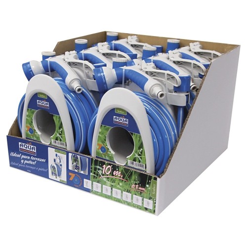 Carro Porta Manguera PVC 10m Ø8mm Pistola 7 Riegos Aqua Control