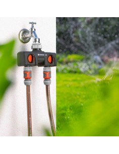 Distribuidor Agua Polipropileno 2 Vías Adaptador 21mm 26.5mm 33.3mm Gardena 2
