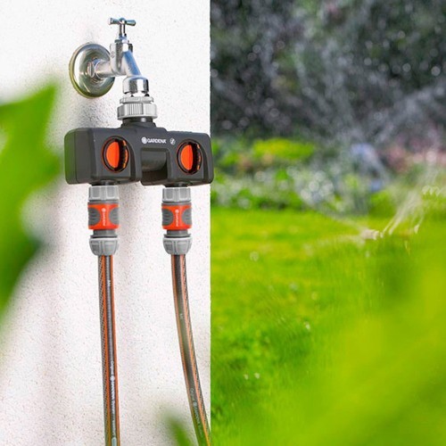 Distribuidor Agua Polipropileno 2 Vías Adaptador 21mm 26.5mm 33.3mm Gardena Distribuidor Agua Polipropileno 2 Vías Adaptador 21mm 26.5mm 33.3mm Gardena