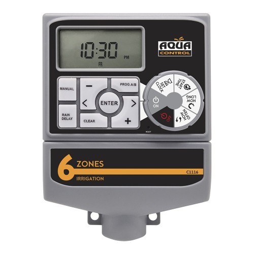 Programador De Riego Para 6 Zonas LCD 1.5V 2xAA Aqua Control