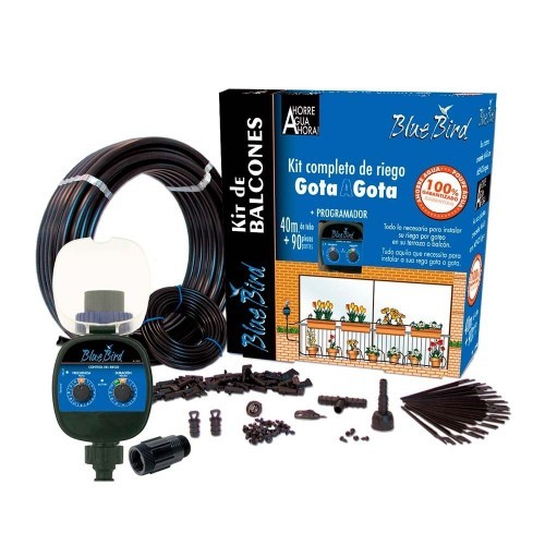 Kit Riego Por Goteo Polietileno 25m 16mm Con Programador Azul Blue Bird-Altadex