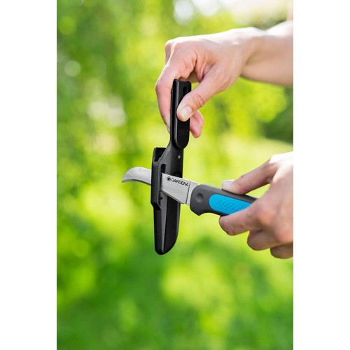 Cuchillo Acero Inoxidable Hoja Curva Funda Incluida Gardena