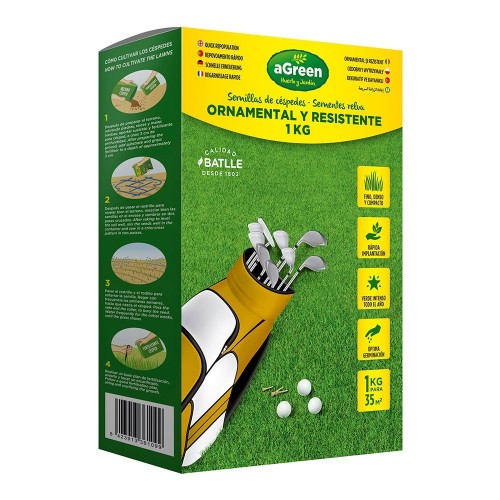 Semilla Césped Ornamental Resistente 1kg Verde AGREEN