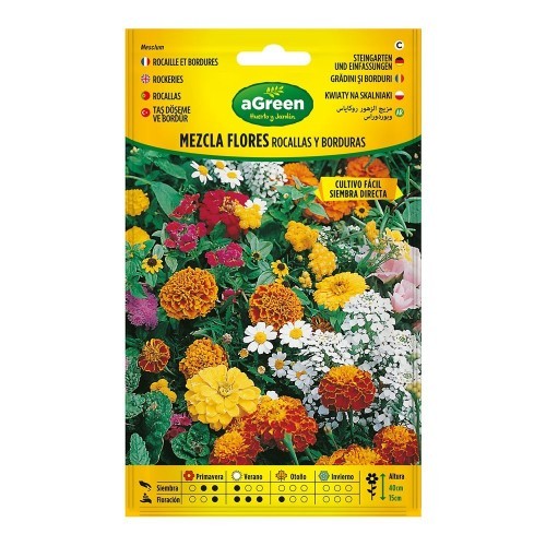 Semillas Flores Mezcla Rocallas Borduras Tapiz Colores Vivos AGREEN