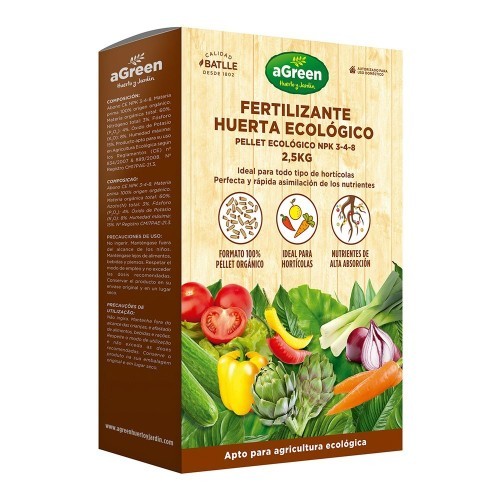 Fertilizante Orgánico Pellet 2.5kg Huerta NPK AGREEN