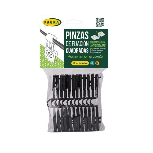 Pinza Fijación Polietileno 40x46mm Negro Blister 12 Unidades FAURA