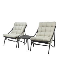 Conjunto Jardín Metal 3Piezas Cojines Antracita NULL