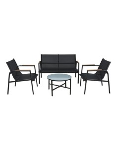 Conjunto Jardín Metal 4 Piezas Mesa 65x65x40cm Sillas 113x45x80cm Antracita AMBIANCE