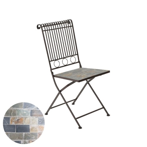 Silla Metálica Hierro Mosaico Piedra 39x39x90cm Marrón Exterior NULL