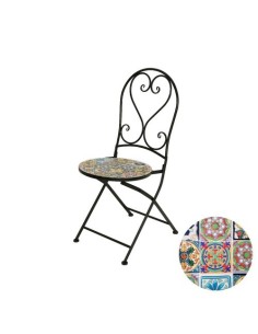 Silla De Hierro Con Mosaico 39x47x94cm Negro Exterior NULL