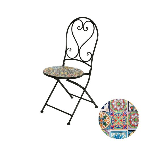 Silla De Hierro Con Mosaico 39x47x94cm Negro Exterior NULL