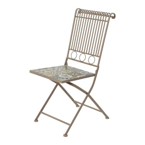 Silla De Hierro Y Mosaico 45x38x90cm Marrón Exterior NULL