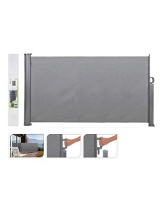 Paravientos Lateral Aluminio 3x1.4m Repelente Agua Gris AMBIANCE