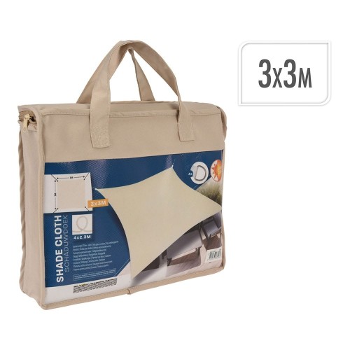 Tela Sombra Exterior Resistente Agua Sol 3x3m Beige Anillas BASICS