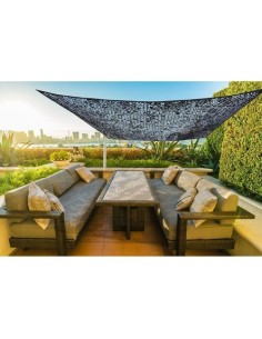 Toldo Camuflaje Poliéster 3x4m Reversible Negro Anillas Acero FAURA