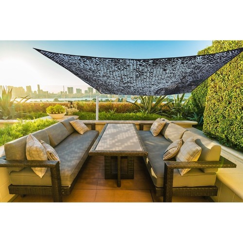 Toldo Camuflaje Poliéster 3x4m Reversible Negro Anillas Acero FAURA