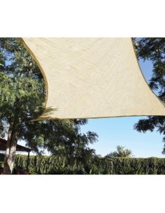 Toldo Vela Polietileno 5x5m Beige Anillas Acero Cuerda 25mm FAURA 2