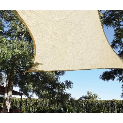 Toldo Vela Polietileno 5x5m Beige Anillas Acero Cuerda 25mm FAURA