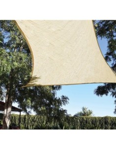 Toldo Vela Polietileno 4x6m Beige Anti-UV Anillas Acero Cuerda FAURA 2