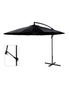 Parasol Aluminio Ø300cm Altura3m Negro Manivela 12kg AMBIANCE