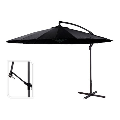 Parasol Aluminio Ø300cm Altura3m Negro Manivela 12kg AMBIANCE
