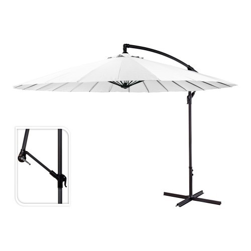 Parasol Aluminio Ø300cm Altura3m Blanco Manivela 12kg AMBIANCE