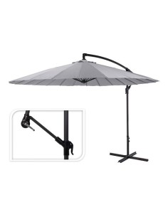Parasol Excéntrico Acero Poliéster Ø300cm Altura3m Gris Ambiance