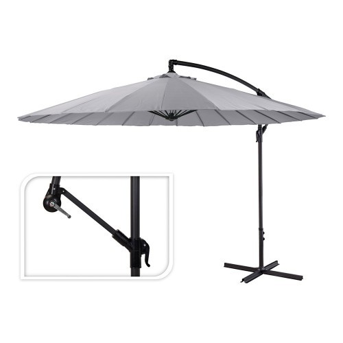 Parasol Excéntrico Acero Poliéster Ø300cm Altura3m Gris Ambiance