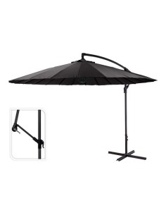 Parasol Excentrico Acero Poliamida Poliester 3m Ø300cm Antracita Ambiance