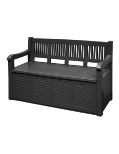 Banco Jardín Plástico 130x60x85cm Almacenaje 280L Gris Oscuro NULL
