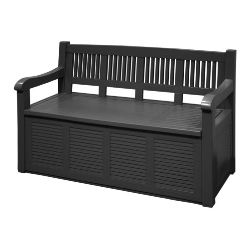 Banco Jardín Plástico 130x60x85cm Almacenaje 280L Gris Oscuro NULL