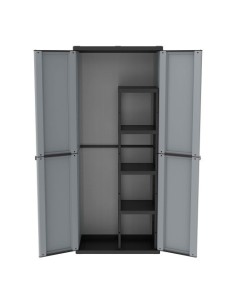 Armario Escobero Plástico 68x37.5x163.5cm 4 Baldas Gris Terry