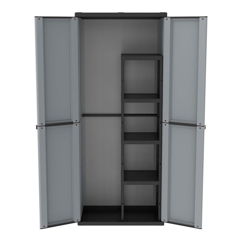 Armario Escobero Plástico 68x37.5x163.5cm 4 Baldas Gris Terry
