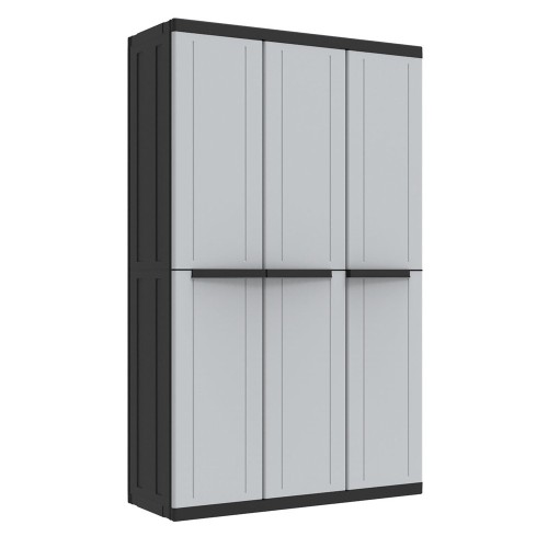 Armario Plástico 3Puertas 3BaldasRegulables 1Gancho 102x39x170cm TERRY