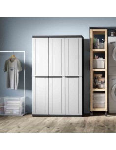 Armario Plástico 3Puertas 3BaldasRegulables 1Gancho 102x39x170cm TERRY 2