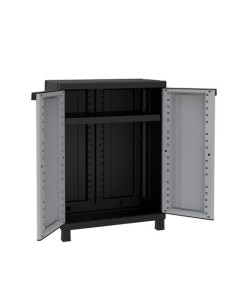 Armario Plástico 2 Puertas 1 Balda Regulable 68x39x91.5cm Negro TERRY