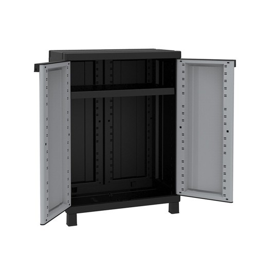 Armario Plástico 2 Puertas 1 Balda Regulable 68x39x91.5cm Negro TERRY