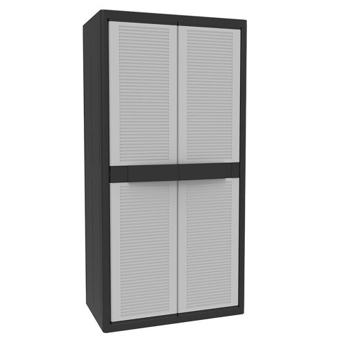 Armario Plástico 897x537x1800mm 4 Baldas Negro Cierre Candado TERRY