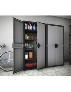 Armario Plástico 897x537x1800mm 4 Baldas Negro Cierre Candado TERRY 2