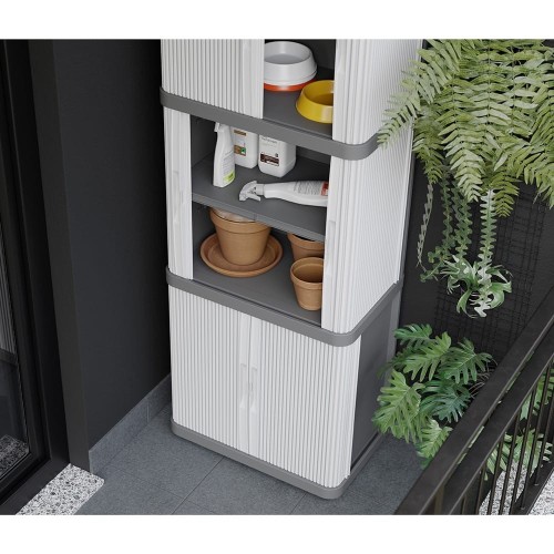 Armario Plástico Modular 170x59x36cm IP43 UV Protección 5Baldas Gris Terry